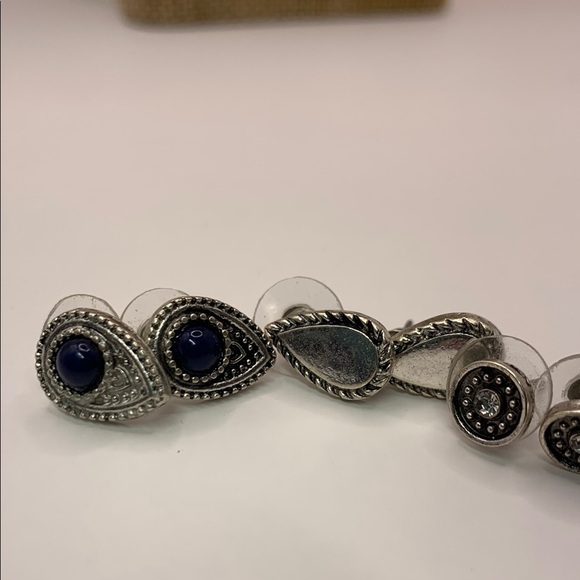 Silver Tone and Blue Spiral Earring Bundle with Vintage Finish - Picture 4 of 6
